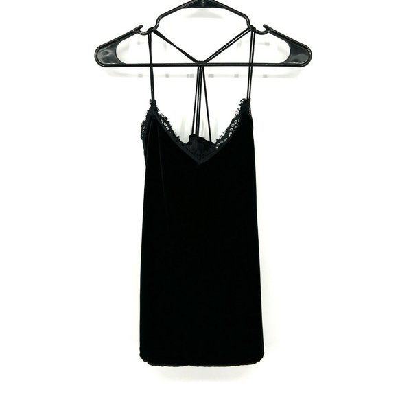 Abercrombie & Fitch Camisole Tank Black Lace Velvet Sleeveless V Neck - Picture 1 of 8